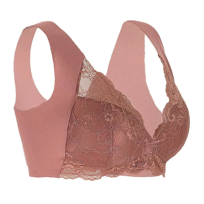 2024 New No Rims Front Buckle Large Sexy Lace Lingeries Women Bras Vest Comfortable  Sleep Plus Size L 8XL Lady's Underwear